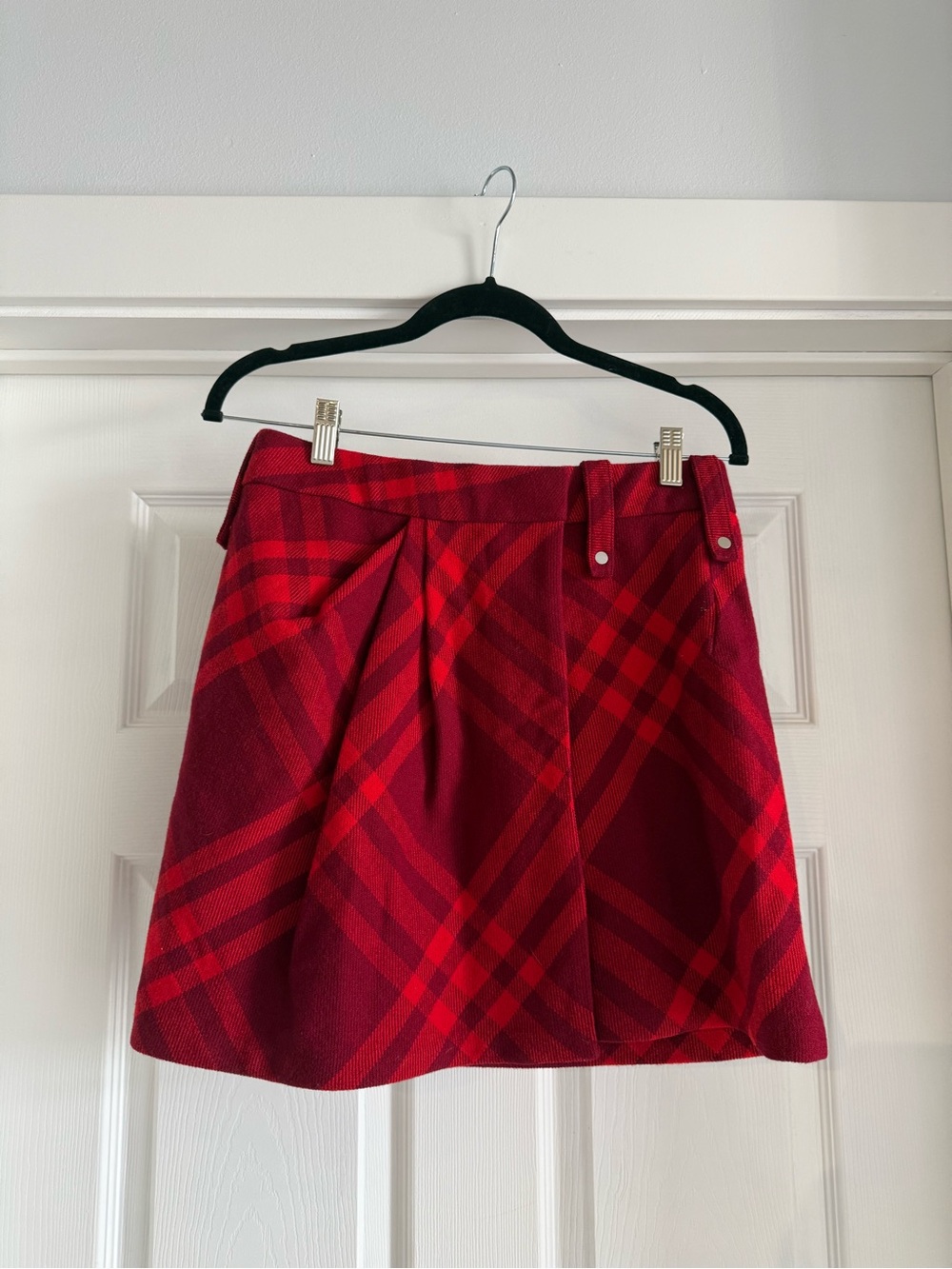 Burberry Red Plaid A-Line Mini Skirt
